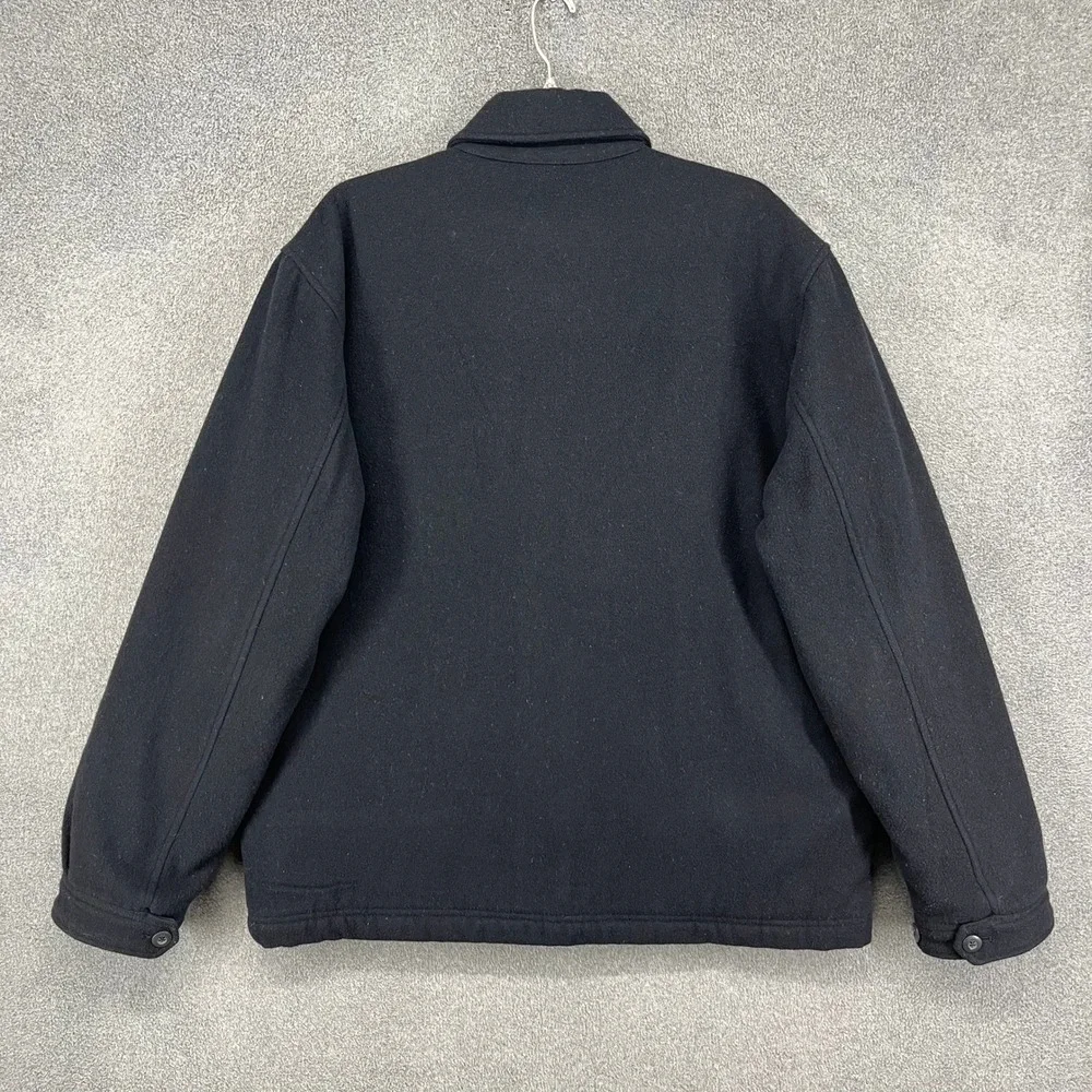 Abercrombie‎ Fitch Jacket Mens Large Black Wool Blend Quilted Lined Zip Up
